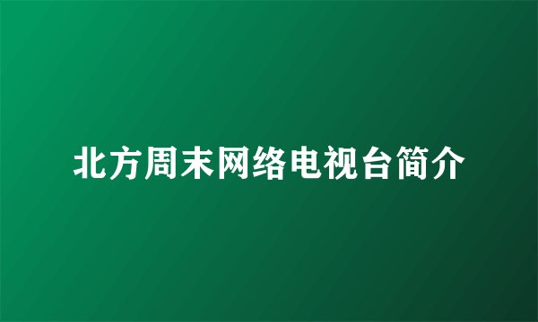 北方周末网络电视台简介