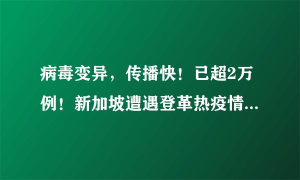 病毒变异，传播快！已超2万例！新加坡遭遇登革热疫情，澳洲遇H7N7禽流感病毒