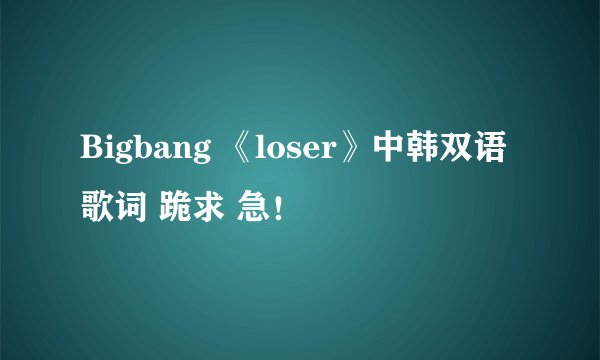 Bigbang 《loser》中韩双语歌词 跪求 急！