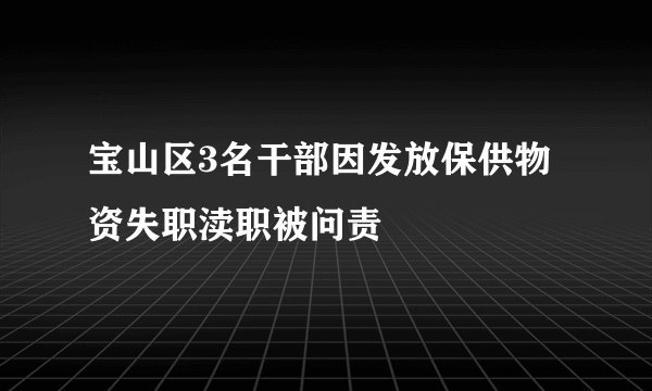 宝山区3名干部因发放保供物资失职渎职被问责