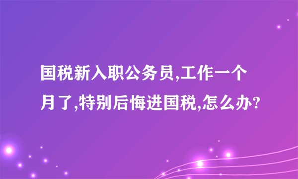 国税新入职公务员,工作一个月了,特别后悔进国税,怎么办?