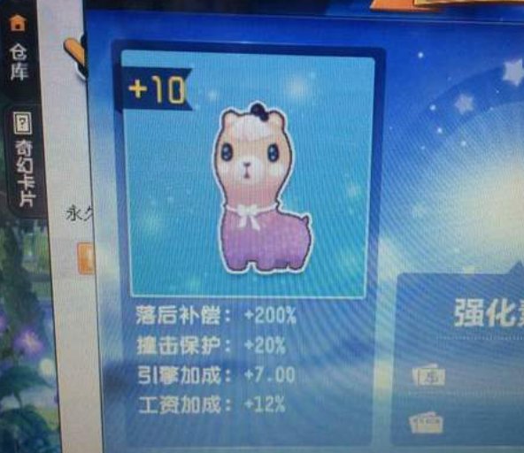飞车羊驼强化到10什么样子