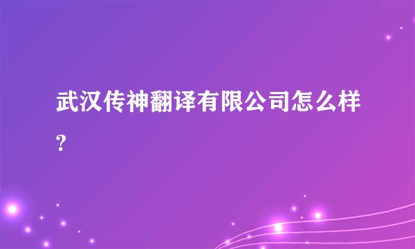武汉传神翻译有限公司怎么样?