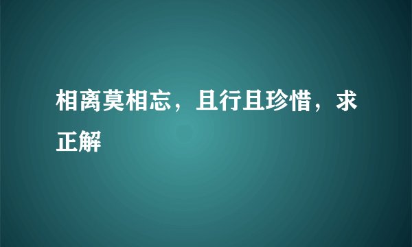 相离莫相忘，且行且珍惜，求正解