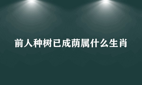 前人种树已成荫属什么生肖