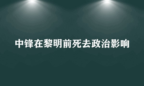 中锋在黎明前死去政治影响