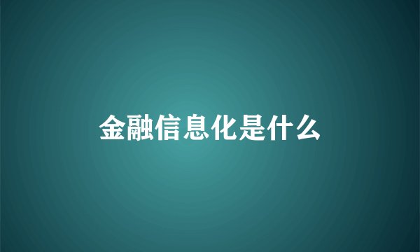 金融信息化是什么