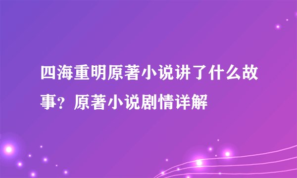 四海重明原著小说讲了什么故事？原著小说剧情详解