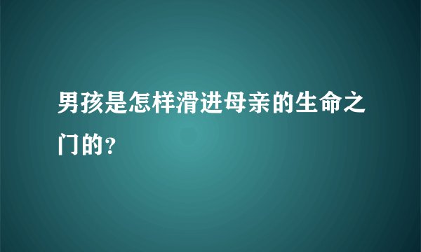 男孩是怎样滑进母亲的生命之门的？