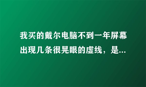我买的戴尔电脑不到一年屏幕出现几条很晃眼的虚线，是不是屏幕坏了啊？我该怎么办呢？