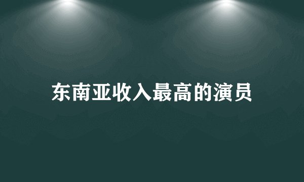 东南亚收入最高的演员