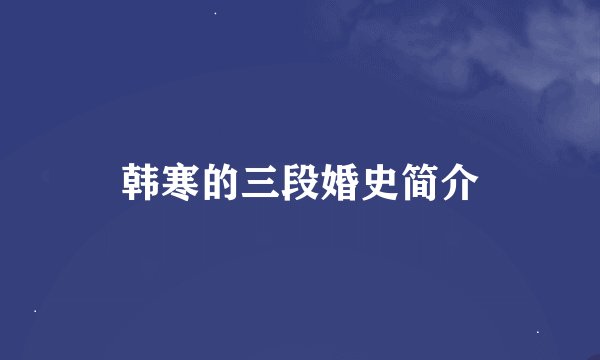 韩寒的三段婚史简介