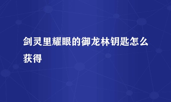 剑灵里耀眼的御龙林钥匙怎么获得