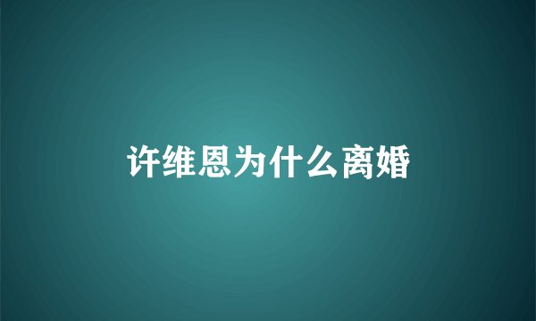 许维恩为什么离婚
