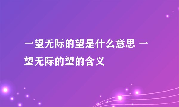 一望无际的望是什么意思 一望无际的望的含义