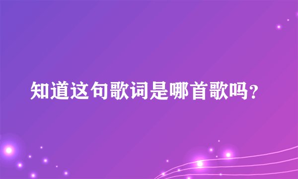 知道这句歌词是哪首歌吗？
