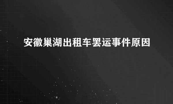 安徽巢湖出租车罢运事件原因