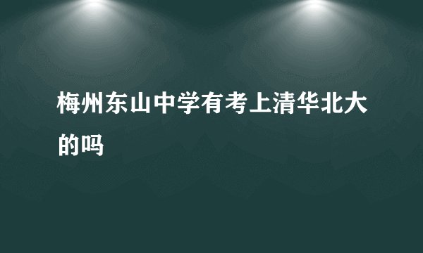 梅州东山中学有考上清华北大的吗