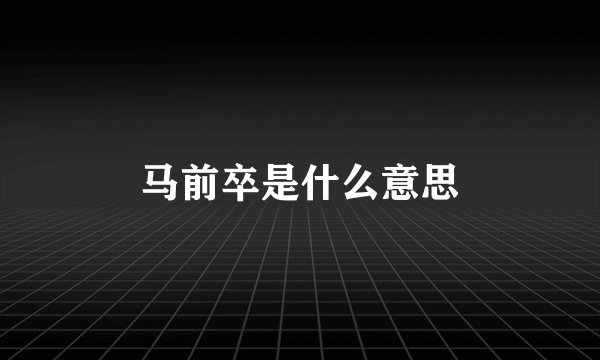 马前卒是什么意思
