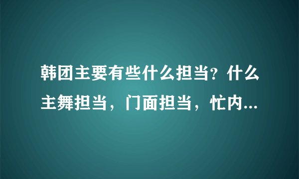 韩团主要有些什么担当？什么主舞担当，门面担当，忙内担当……还要什么？尽量详细一点