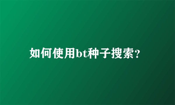 如何使用bt种子搜索？