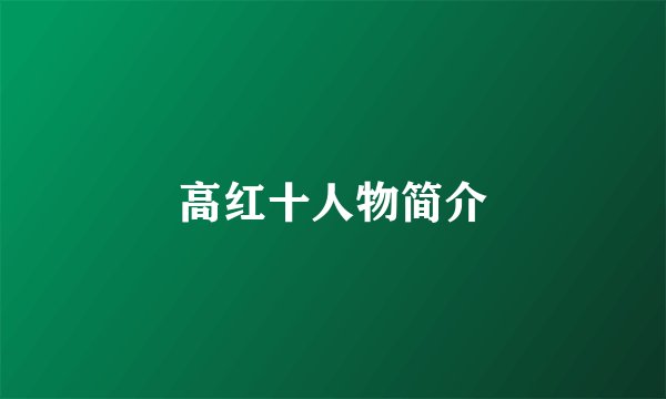 高红十人物简介