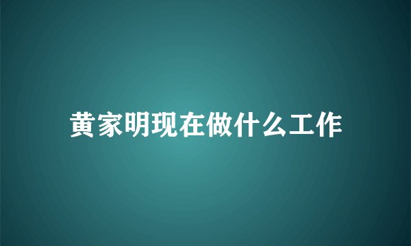 黄家明现在做什么工作
