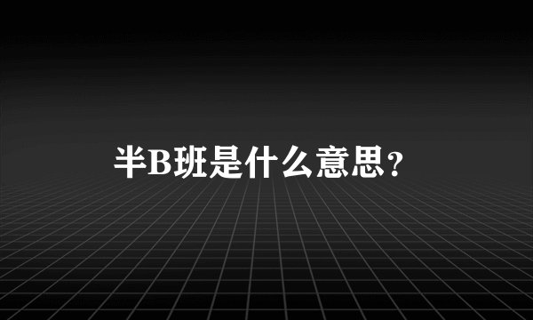 半B班是什么意思？