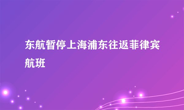 东航暂停上海浦东往返菲律宾航班