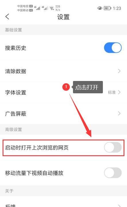 简单搜索怎么打开启动时打开上次浏览的网页功能