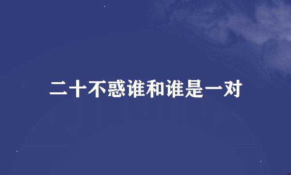二十不惑谁和谁是一对