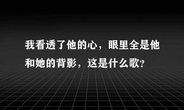 我看透了他的心，眼里全是他和她的背影，这是什么歌？