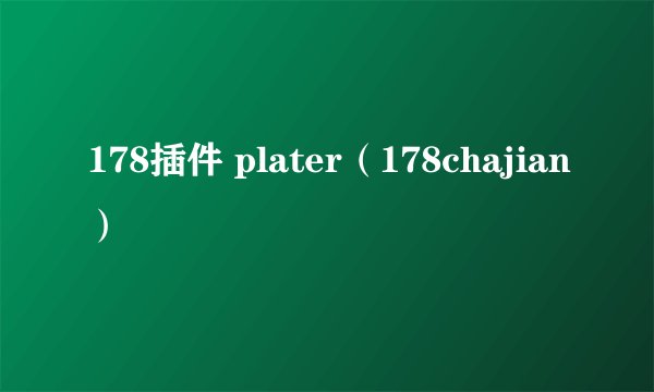 178插件 plater（178chajian）