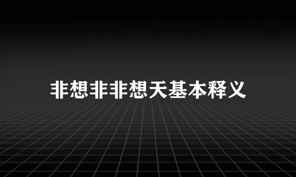 非想非非想天基本释义
