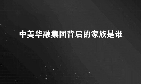 中美华融集团背后的家族是谁