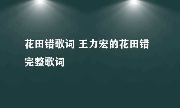 花田错歌词 王力宏的花田错完整歌词