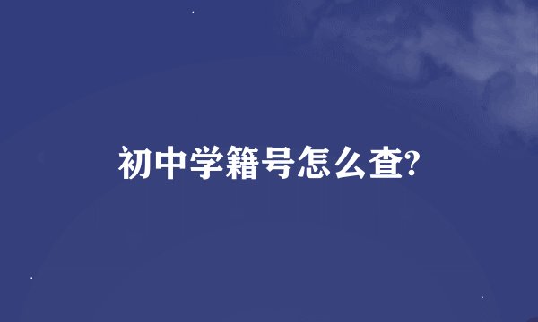 初中学籍号怎么查?