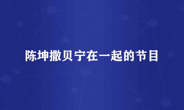陈坤撒贝宁在一起的节目