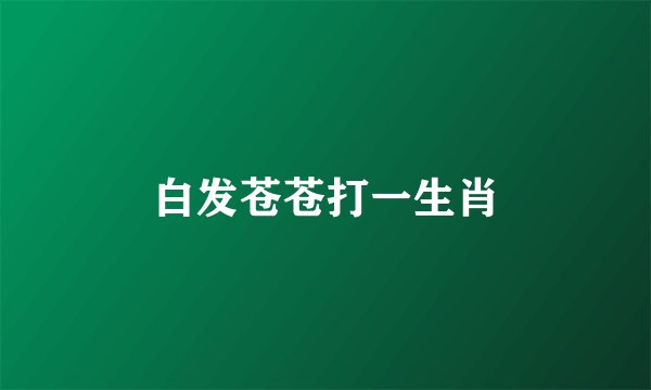 白发苍苍打一生肖