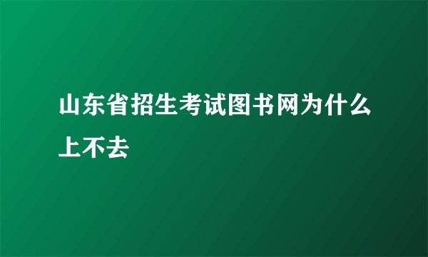 山东省招生考试图书网为什么上不去