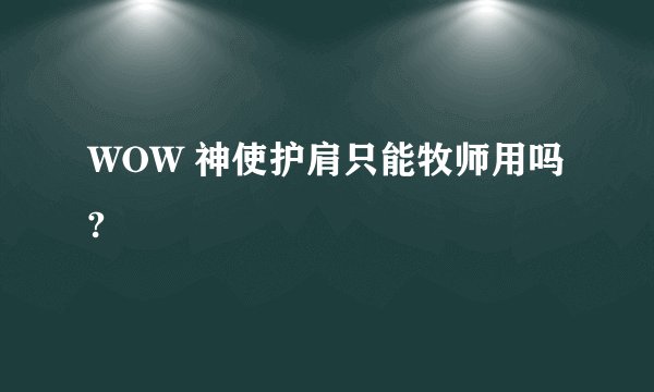 WOW 神使护肩只能牧师用吗?