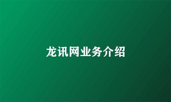 龙讯网业务介绍