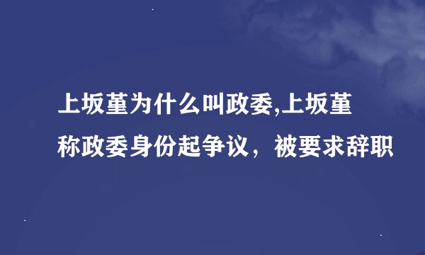 上坂堇为什么叫政委,上坂堇称政委身份起争议，被要求辞职