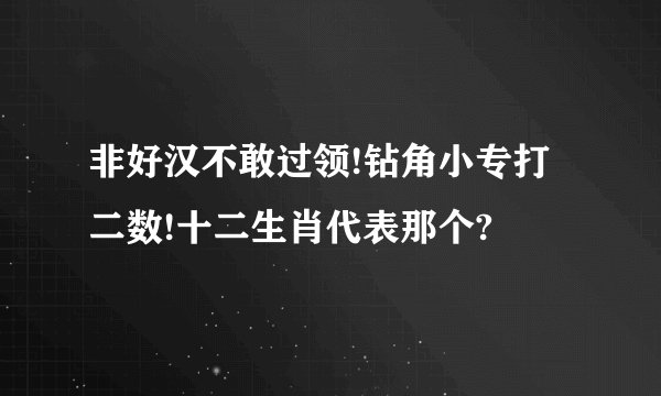 非好汉不敢过领!钻角小专打二数!十二生肖代表那个?