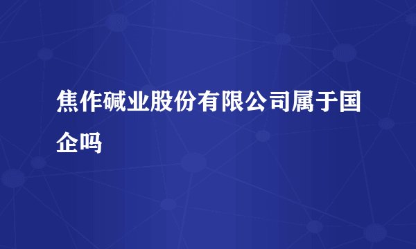 焦作碱业股份有限公司属于国企吗