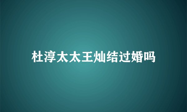 杜淳太太王灿结过婚吗