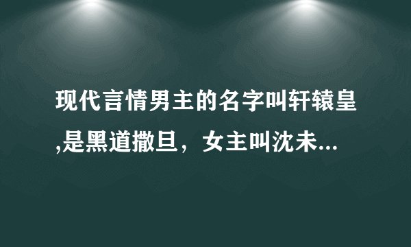 现代言情男主的名字叫轩辕皇,是黑道撒旦，女主叫沈未烟，他俩的儿子叫沈无夜