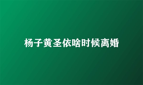 杨子黄圣依啥时候离婚