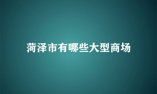 菏泽市有哪些大型商场