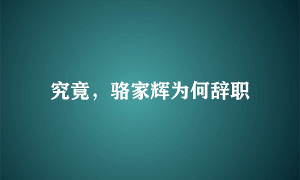 究竟,骆家辉为何辞职